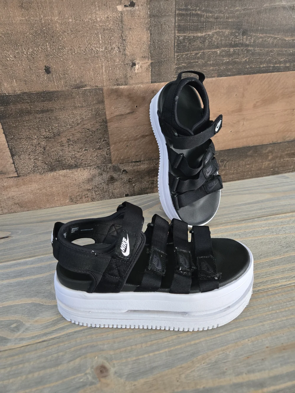 Nike Icon Classic Sandals Platform Slides Shoes DH0224 Black Wmn Sz 5 Youth 3.5Y